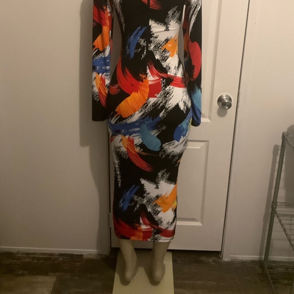 Multicolor Bodycon Dress - Picture 3 of 6